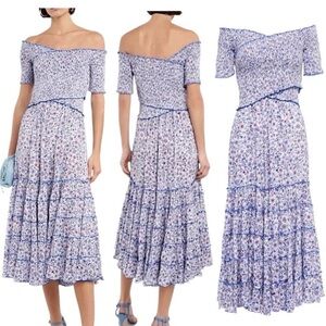 Poupette St. Barth Blue Floral Midi Dress